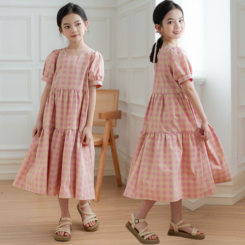 Summer Clothing Teen Girls - Robe Décontractée à Carreaux pour Filles,