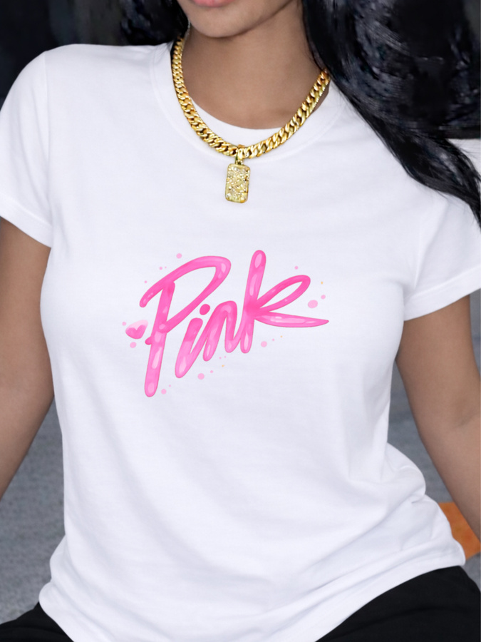 Summer Clothing Trends For Women 2026 - T-shirt rose à imprimé graphique grande