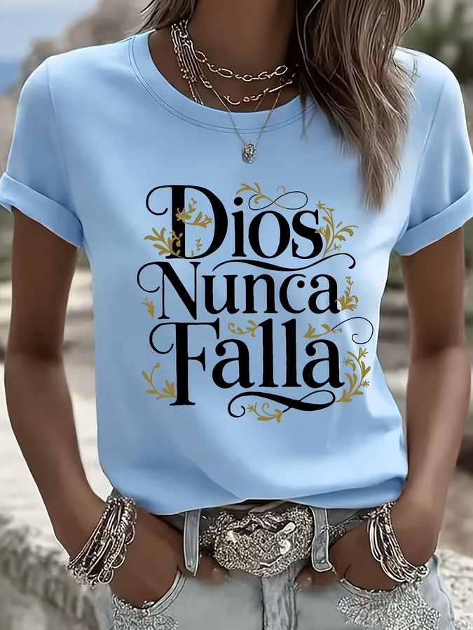 Summer Clothing Trends For Women 2026 - T-shirt avec imprimé lettres Dios Nunca