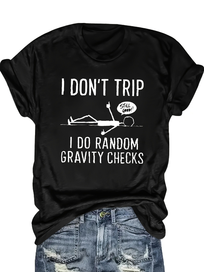 Summer Clothing Trends For Women 2026 - T-shirt graphique amusant 'Random Gravity Check'