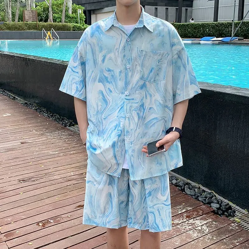 Beach Shirt Hawaiian - Ensemble chemise et short tie-dye hawaïen