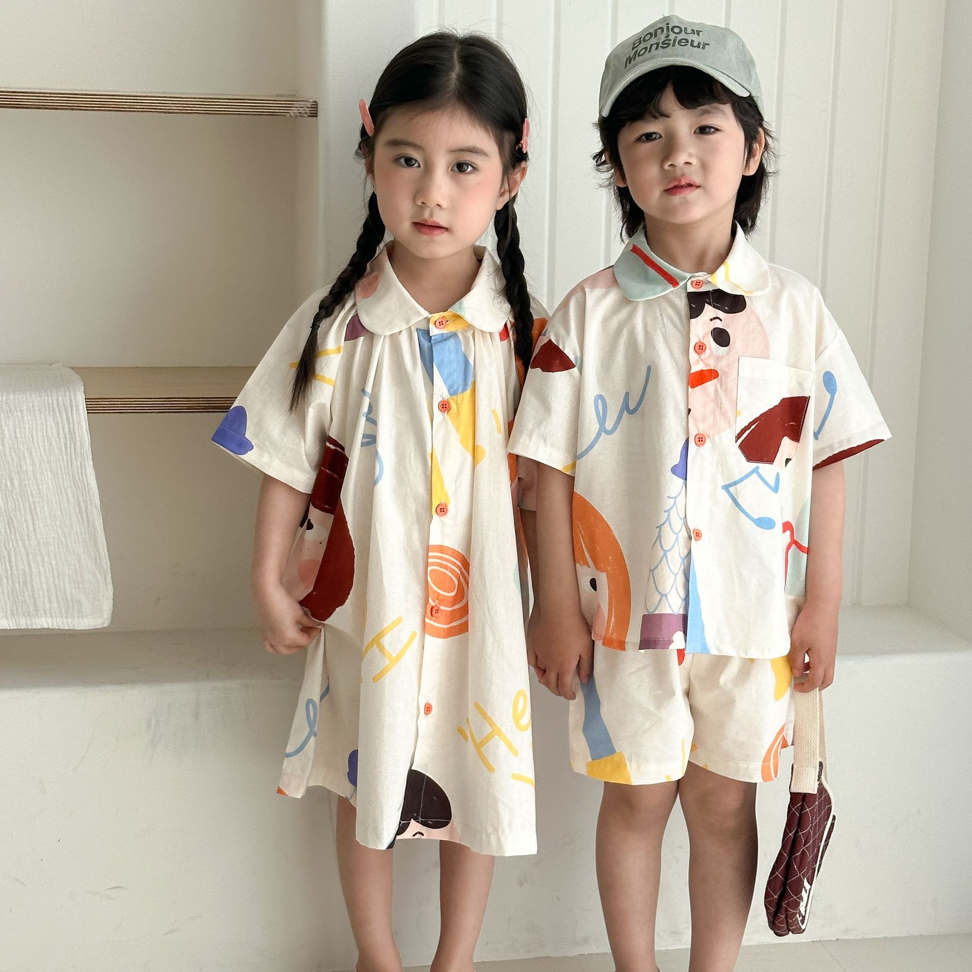 Summer Clothing Drawing - Nouvel ensemble assorti imprimé dessiné pour
