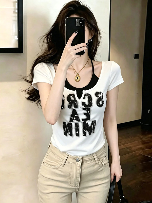 T-shirt à manches courtes coup - Summer Clothing Young Women avis et prix