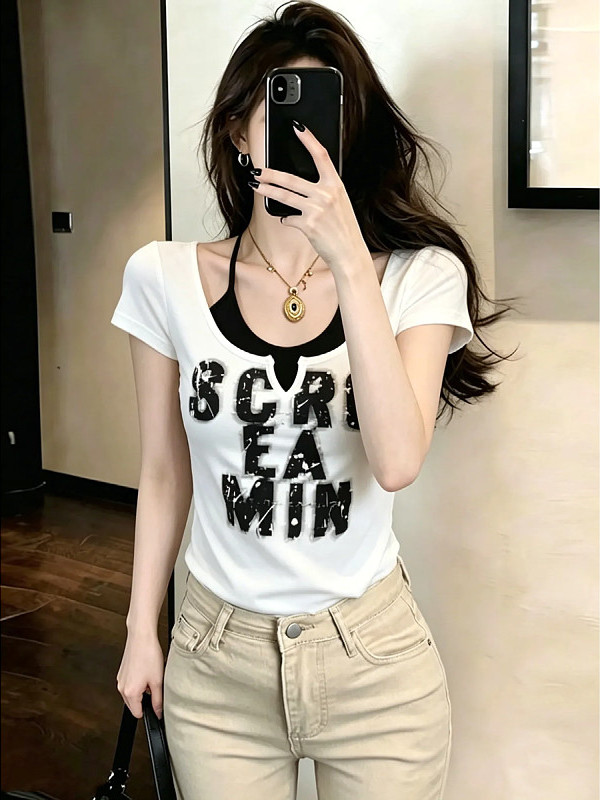 T-shirt à manches courtes coup - Summer Clothing Young Women avis et prix