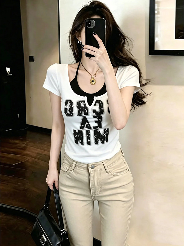 T-shirt à manches courtes coup - Summer Clothing Young Women avis et prix