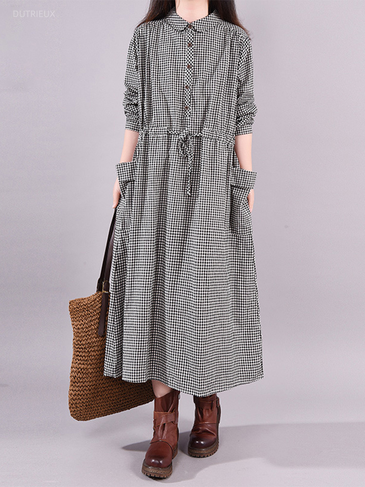 Robe Vintage à carreaux avec p - Summer Clothing Drawing avis et prix